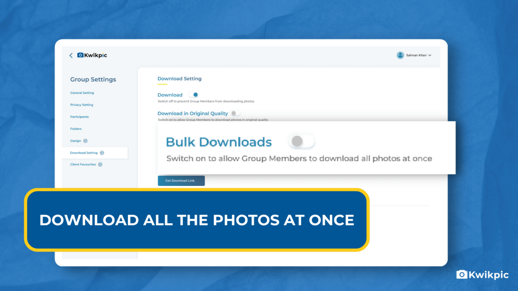 bulk download in photo sharing app
